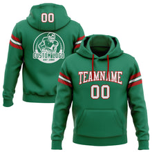 Load image into Gallery viewer, Custom Stitched Kelly Green White-Red Football Pullover Sweatshirt Hoodie