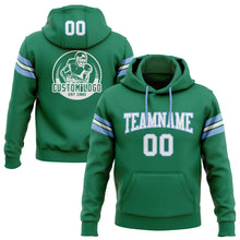 Load image into Gallery viewer, Custom Stitched Kelly Green White-Light Blue Football Pullover Sweatshirt Hoodie