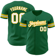 Load image into Gallery viewer, Custom Kelly Green White-Gold Authentic Baseball Jersey