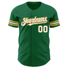 Load image into Gallery viewer, Custom Kelly Green White-Old Gold Authentic Baseball Jersey