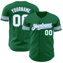 Load image into Gallery viewer, Custom Kelly Green White-Light Blue Authentic Baseball Jersey