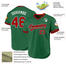 Load image into Gallery viewer, Custom Kelly Green Red-Black Authentic Throwback Baseball Jersey