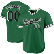 Load image into Gallery viewer, Custom Kelly Green Black-White Authentic Throwback Baseball Jersey