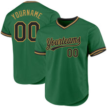 Load image into Gallery viewer, Custom Kelly Green Black-Old Gold Authentic Throwback Baseball Jersey