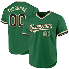 Load image into Gallery viewer, Custom Kelly Green Black-Cream Authentic Throwback Baseball Jersey