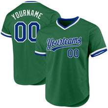 Load image into Gallery viewer, Custom Kelly Green Royal-White Authentic Throwback Baseball Jersey