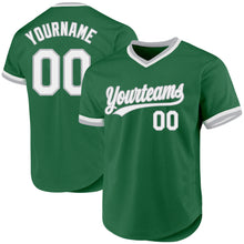Load image into Gallery viewer, Custom Kelly Green White-Gray Authentic Throwback Baseball Jersey