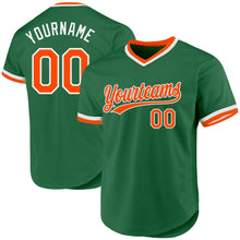 Load image into Gallery viewer, Custom Kelly Green Orange-White Authentic Throwback Baseball Jersey