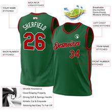 Load image into Gallery viewer, Custom Kelly Green Red-Black Authentic Throwback Basketball Jersey