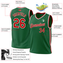 Load image into Gallery viewer, Custom Kelly Green Red-White Authentic Throwback Basketball Jersey