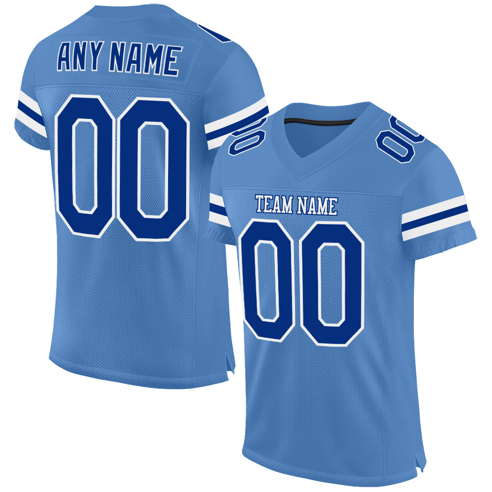 Custom Powder Blue RoyalWhite Mesh Authentic Football Jersey Sale Fcustom