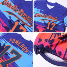 Load image into Gallery viewer, Custom Royal Navy-Orange 3D Pattern Design Palm Trees Authentic Baseball Jersey
