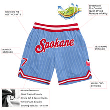 Load image into Gallery viewer, Custom Light Blue White Pinstripe Red-White Authentic Basketball Shorts