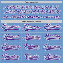 Load image into Gallery viewer, Custom Light Blue Purple-White Hockey Jersey