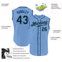 Load image into Gallery viewer, Custom Light Blue Navy-Teal Authentic Sleeveless Baseball Jersey
