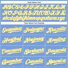 Load image into Gallery viewer, Custom Light Blue White-Gold Authentic Sleeveless Baseball Jersey