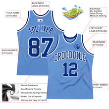 Load image into Gallery viewer, Custom Light Blue Royal-White Authentic Throwback Basketball Jersey