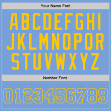 Load image into Gallery viewer, Custom Light Blue Light Blue-Gold Authentic Throwback Basketball Jersey