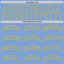 Load image into Gallery viewer, Custom Light Blue Light Blue-Gold Authentic Throwback Basketball Jersey