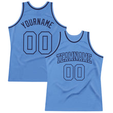 Load image into Gallery viewer, Custom Light Blue Light Blue-Navy Authentic Throwback Basketball Jersey