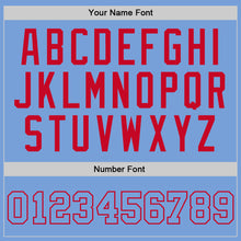 Load image into Gallery viewer, Custom Light Blue Light Blue-Red Authentic Throwback Basketball Jersey