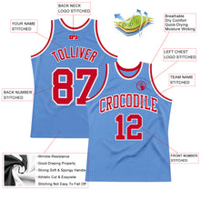 Load image into Gallery viewer, Custom Light Blue Red-White Authentic Throwback Basketball Jersey
