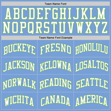 Load image into Gallery viewer, Custom Light Blue White-Neon Green Authentic Throwback Basketball Jersey