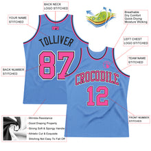 Load image into Gallery viewer, Custom Light Blue Pink-Black Authentic Throwback Basketball Jersey
