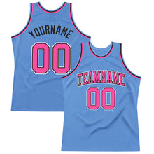 Load image into Gallery viewer, Custom Light Blue Pink-Black Authentic Throwback Basketball Jersey