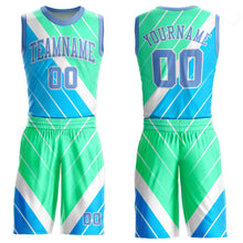 Load image into Gallery viewer, Custom Light Blue Light Blue-Green Round Neck Sublimation Basketball Suit Jersey