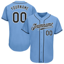 Load image into Gallery viewer, Custom Light Blue Black-White Authentic Baseball Jersey