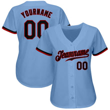 Load image into Gallery viewer, Custom Light Blue Black-Red Authentic Baseball Jersey