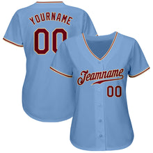 Load image into Gallery viewer, Custom Light Blue Crimson-City Cream Authentic Baseball Jersey