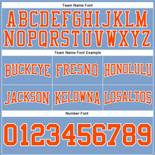 Load image into Gallery viewer, Custom Stitched Light Blue Orange-White Football Pullover Sweatshirt Hoodie