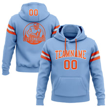 Load image into Gallery viewer, Custom Stitched Light Blue Orange-White Football Pullover Sweatshirt Hoodie