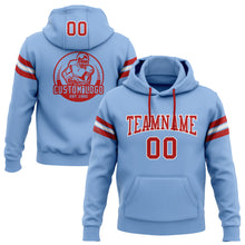 Load image into Gallery viewer, Custom Stitched Light Blue Red-White Football Pullover Sweatshirt Hoodie