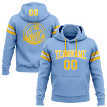 Load image into Gallery viewer, Custom Stitched Light Blue Gold-White Football Pullover Sweatshirt Hoodie