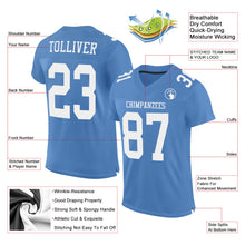 Load image into Gallery viewer, Custom Light Blue White Mesh Authentic Football Jersey