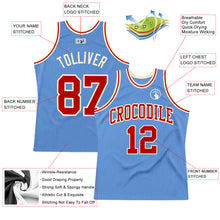 Load image into Gallery viewer, Custom Light Blue Red-Cream Authentic Throwback Basketball Jersey