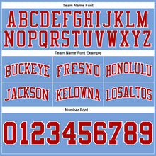 Load image into Gallery viewer, Custom Light Blue Red-White Authentic Throwback Basketball Shorts