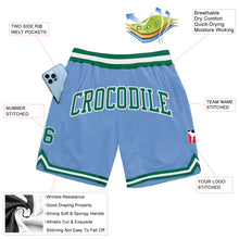 Load image into Gallery viewer, Custom Light Blue Kelly Green-White Authentic Throwback Basketball Shorts