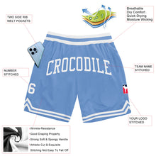 Load image into Gallery viewer, Custom Light Blue White Authentic Throwback Basketball Shorts
