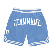 Load image into Gallery viewer, Custom Light Blue White Authentic Throwback Basketball Shorts
