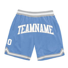 Load image into Gallery viewer, Custom Light Blue White-Gray Authentic Throwback Basketball Shorts