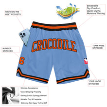 Load image into Gallery viewer, Custom Light Blue Orange-Black Authentic Throwback Basketball Shorts