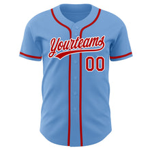 Load image into Gallery viewer, Custom Light Blue Red-White Authentic Baseball Jersey