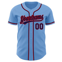 Load image into Gallery viewer, Custom Light Blue Navy-Red Authentic Baseball Jersey
