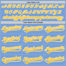 Load image into Gallery viewer, Custom Light Blue Gold-White Authentic Baseball Jersey
