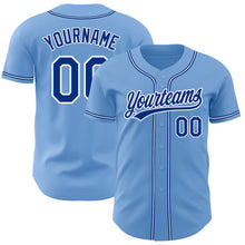 Load image into Gallery viewer, Custom Light Blue Royal-White Authentic Baseball Jersey