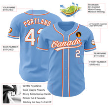 Load image into Gallery viewer, Custom Light Blue White-Orange Authentic Baseball Jersey